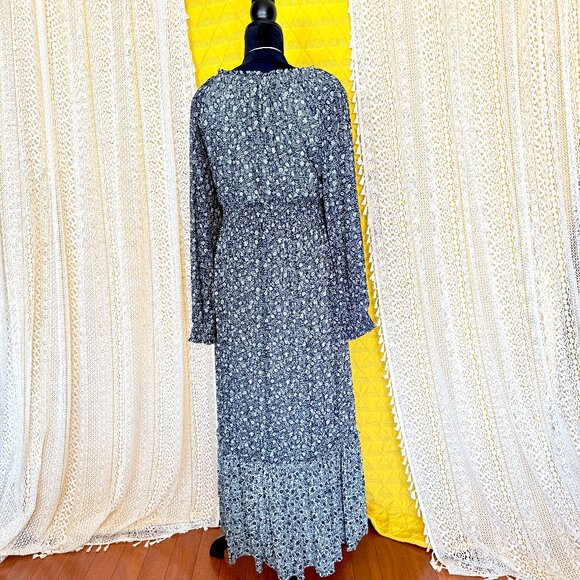 Knox Rose Black Floral Tiered Prairie Maxi Dress Size XL - Cottagecore - Picture 4 of 11